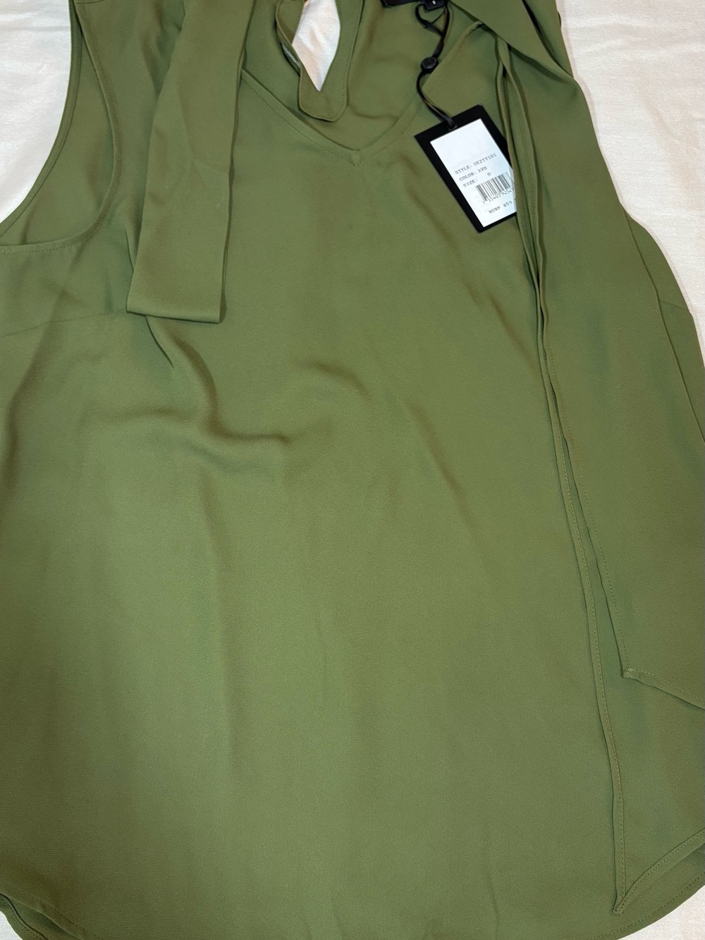 DKNYC Olive Green V-Neck Tie-Shoulder Camisole